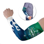 Personalized Canberra Raiders Arm Sleeves Y2K Grunge Aesthetic With Cyber Flames and Starburst Graphics