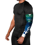 Personalized Canberra Raiders Arm Sleeves Y2K Grunge Aesthetic With Cyber Flames and Starburst Graphics