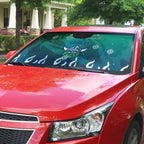 Personalized Canberra Raiders Auto Sun Shade Y2K Grunge Aesthetic With Cyber Flames and Starburst Graphics
