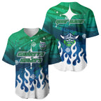 Personalized Canberra Raiders Baseball Jersey Y2K Grunge Aesthetic With Cyber Flames and Starburst Graphics