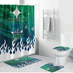 Personalized Canberra Raiders Bathroom Set Y2K Grunge Aesthetic With Cyber Flames and Starburst Graphics