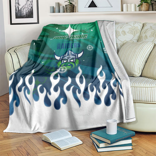 Personalized Canberra Raiders Blanket Y2K Grunge Aesthetic With Cyber Flames and Starburst Graphics