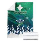 Personalized Canberra Raiders Blanket Y2K Grunge Aesthetic With Cyber Flames and Starburst Graphics