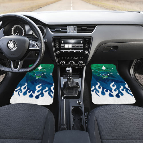 Personalized Canberra Raiders Car Mats Y2K Grunge Aesthetic With Cyber Flames and Starburst Graphics