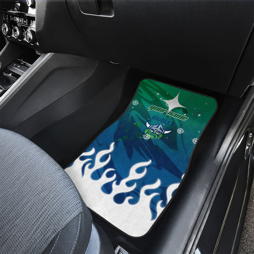 Personalized Canberra Raiders Car Mats Y2K Grunge Aesthetic With Cyber Flames and Starburst Graphics
