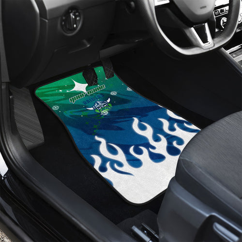 Personalized Canberra Raiders Car Mats Y2K Grunge Aesthetic With Cyber Flames and Starburst Graphics