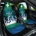 Personalized Canberra Raiders Car Seat Cover Y2K Grunge Aesthetic With Cyber Flames and Starburst Graphics