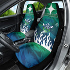 Personalized Canberra Raiders Car Seat Cover Y2K Grunge Aesthetic With Cyber Flames and Starburst Graphics