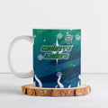 Personalized Canberra Raiders Ceramic Mug Y2K Grunge Aesthetic With Cyber Flames and Starburst Graphics