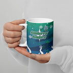 Personalized Canberra Raiders Ceramic Mug Y2K Grunge Aesthetic With Cyber Flames and Starburst Graphics