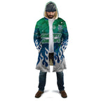 Personalized Canberra Raiders Cloak Y2K Grunge Aesthetic With Cyber Flames and Starburst Graphics