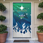 Personalized Canberra Raiders Door Cover Y2K Grunge Aesthetic With Cyber Flames and Starburst Graphics