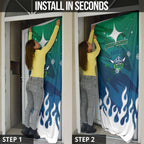 Personalized Canberra Raiders Door Cover Y2K Grunge Aesthetic With Cyber Flames and Starburst Graphics