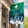 Personalized Canberra Raiders Garden Flag Y2K Grunge Aesthetic With Cyber Flames and Starburst Graphics