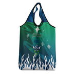 Personalized Canberra Raiders Grocery Bag Y2K Grunge Aesthetic With Cyber Flames and Starburst Graphics