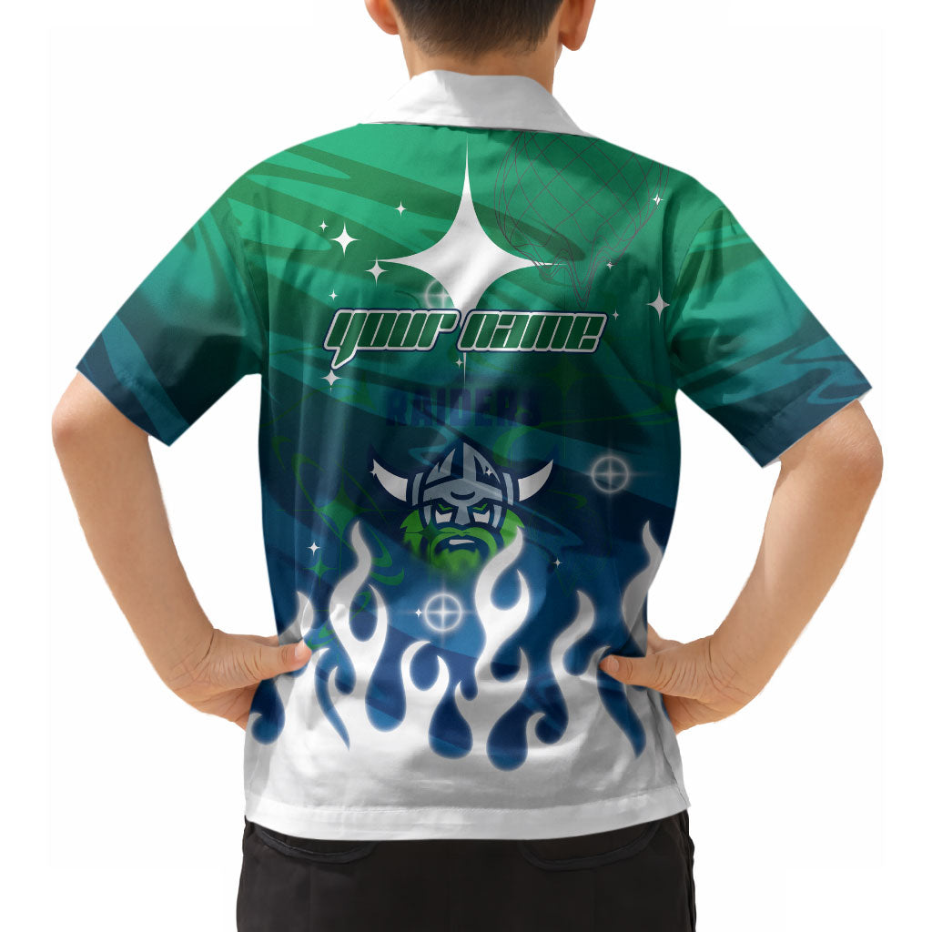 Personalized Canberra Raiders Hawaiian Shirt Y2K Grunge Aesthetic With Cyber Flames and Starburst Graphics