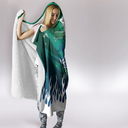 Personalized Canberra Raiders Hooded Blanket Y2K Grunge Aesthetic With Cyber Flames and Starburst Graphics