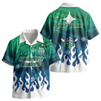 Personalized Canberra Raiders Kid Hawaiian Shirt Y2K Grunge Aesthetic With Cyber Flames and Starburst Graphics