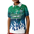 Personalized Canberra Raiders Kid Polo Shirt Y2K Grunge Aesthetic With Cyber Flames and Starburst Graphics