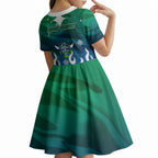 Personalized Canberra Raiders Kid Short Sleeve Dress Y2K Grunge Aesthetic With Cyber Flames and Starburst Graphics