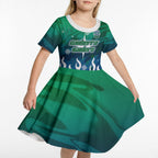 Personalized Canberra Raiders Kid Short Sleeve Dress Y2K Grunge Aesthetic With Cyber Flames and Starburst Graphics