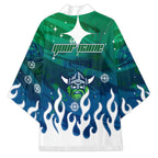 Personalized Canberra Raiders Kimono Y2K Grunge Aesthetic With Cyber Flames and Starburst Graphics