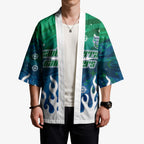 Personalized Canberra Raiders Kimono Y2K Grunge Aesthetic With Cyber Flames and Starburst Graphics