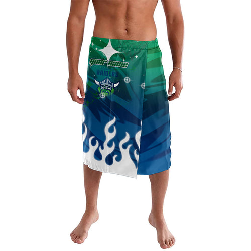 Personalized Canberra Raiders Lavalava Y2K Grunge Aesthetic With Cyber Flames and Starburst Graphics