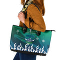 Personalized Canberra Raiders Leather Tote Bag Y2K Grunge Aesthetic With Cyber Flames and Starburst Graphics