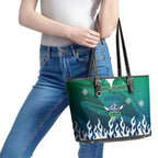 Personalized Canberra Raiders Leather Tote Bag Y2K Grunge Aesthetic With Cyber Flames and Starburst Graphics