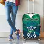 Personalized Canberra Raiders Luggage Cover Y2K Grunge Aesthetic With Cyber Flames and Starburst Graphics