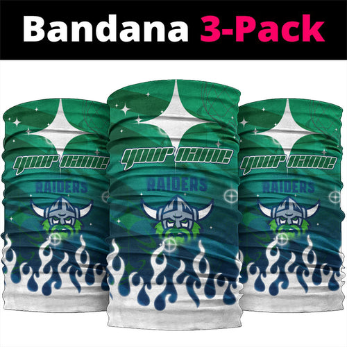 Personalized Canberra Raiders Neck Gaiter Y2K Grunge Aesthetic With Cyber Flames and Starburst Graphics