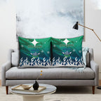 Personalized Canberra Raiders Pillow Cover Y2K Grunge Aesthetic With Cyber Flames and Starburst Graphics