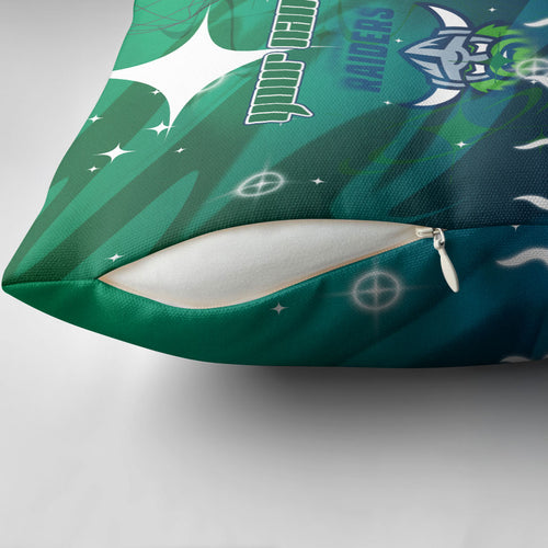 Personalized Canberra Raiders Pillow Cover Y2K Grunge Aesthetic With Cyber Flames and Starburst Graphics