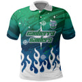 Personalized Canberra Raiders Polo Shirt Y2K Grunge Aesthetic With Cyber Flames and Starburst Graphics