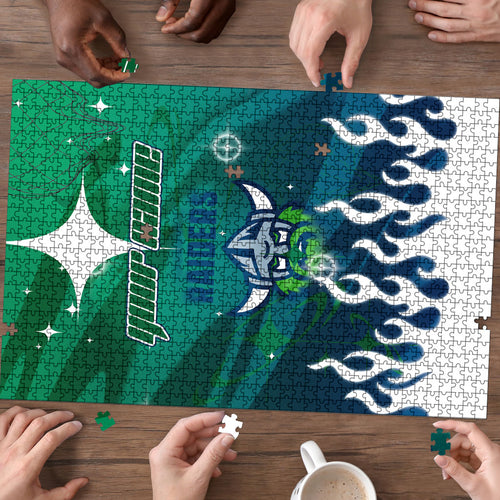Personalized Canberra Raiders Puzzle Y2K Grunge Aesthetic With Cyber Flames and Starburst Graphics