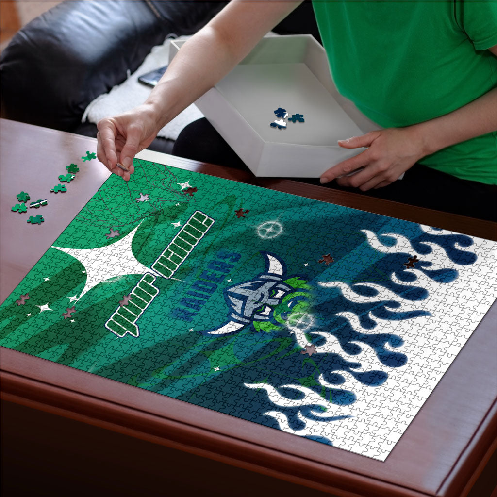 Personalized Canberra Raiders Puzzle Y2K Grunge Aesthetic With Cyber Flames and Starburst Graphics
