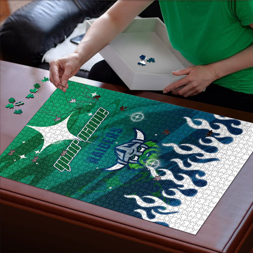 Personalized Canberra Raiders Puzzle Y2K Grunge Aesthetic With Cyber Flames and Starburst Graphics