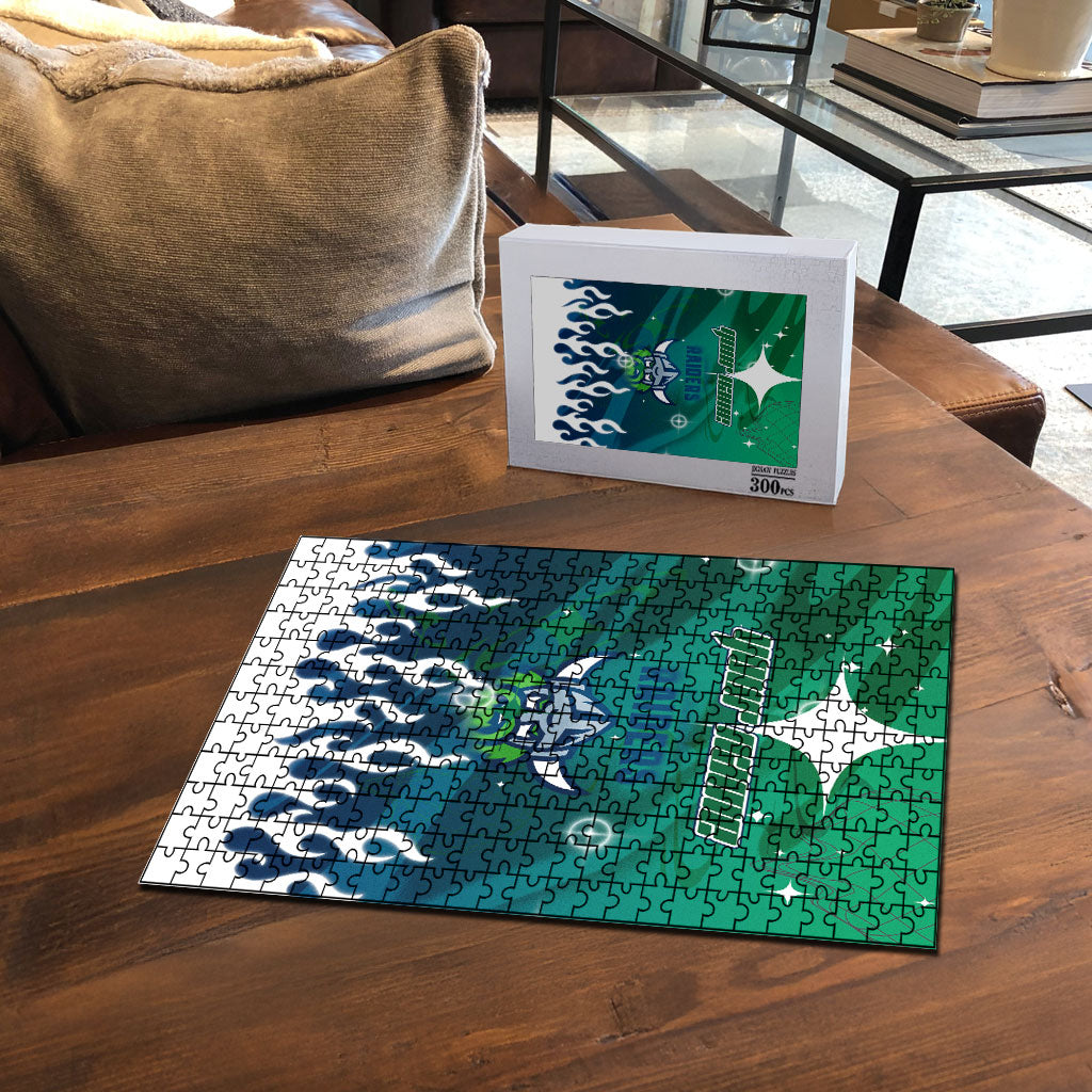 Personalized Canberra Raiders Puzzle Y2K Grunge Aesthetic With Cyber Flames and Starburst Graphics