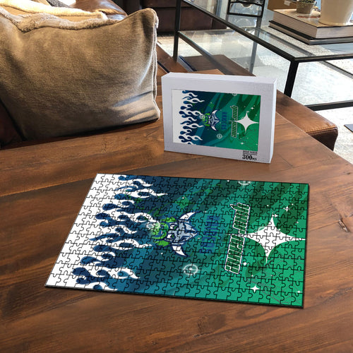 Personalized Canberra Raiders Puzzle Y2K Grunge Aesthetic With Cyber Flames and Starburst Graphics