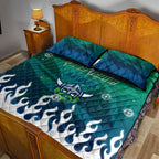 Personalized Canberra Raiders Quilt Bed Set Y2K Grunge Aesthetic With Cyber Flames and Starburst Graphics