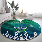 Personalized Canberra Raiders Round Carpet Y2K Grunge Aesthetic With Cyber Flames and Starburst Graphics