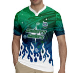 Personalized Canberra Raiders Rugby Jersey Y2K Grunge Aesthetic With Cyber Flames and Starburst Graphics