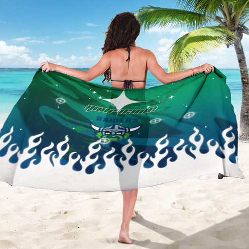 Personalized Canberra Raiders Sarong Y2K Grunge Aesthetic With Cyber Flames and Starburst Graphics