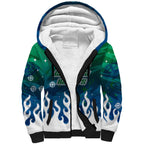 Personalized Canberra Raiders Sherpa Hoodie Y2K Grunge Aesthetic With Cyber Flames and Starburst Graphics
