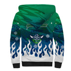 Personalized Canberra Raiders Sherpa Hoodie Y2K Grunge Aesthetic With Cyber Flames and Starburst Graphics