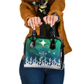 Personalized Canberra Raiders Shoulder Handbag Y2K Grunge Aesthetic With Cyber Flames and Starburst Graphics