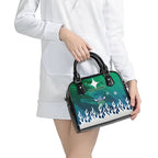 Personalized Canberra Raiders Shoulder Handbag Y2K Grunge Aesthetic With Cyber Flames and Starburst Graphics
