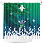 Personalized Canberra Raiders Shower Curtain Y2K Grunge Aesthetic With Cyber Flames and Starburst Graphics
