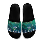 Personalized Canberra Raiders Slide Sandals Y2K Grunge Aesthetic With Cyber Flames and Starburst Graphics